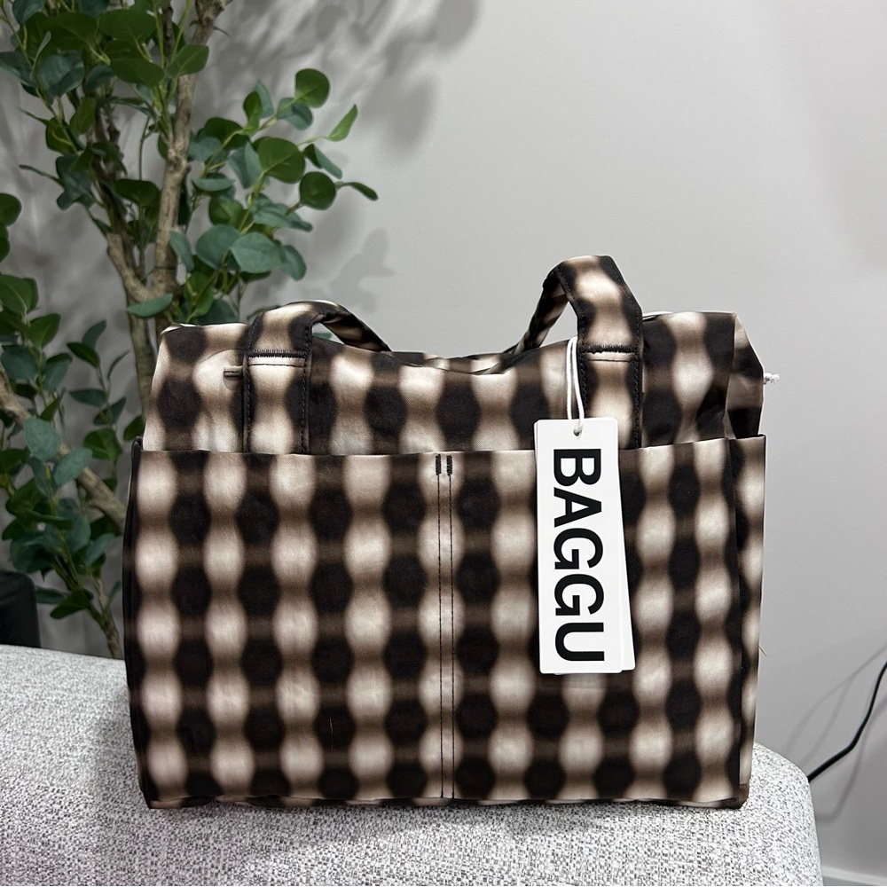 Baggu Everyday Cloud Bag Blurred Gingham Brown
